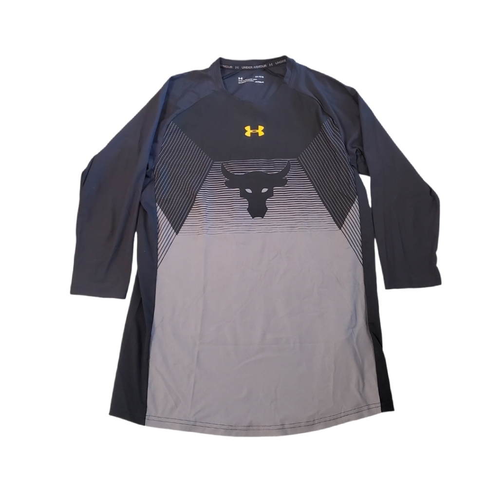 Under Armour Men's Project Rock Chase Greatness Black 3/4 Sleeve Shirt‎ Large